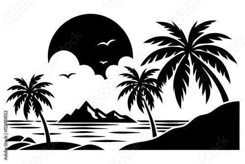 Beach Scenes Vector Illustration - Summer, Relaxation, and Tropical Vibes