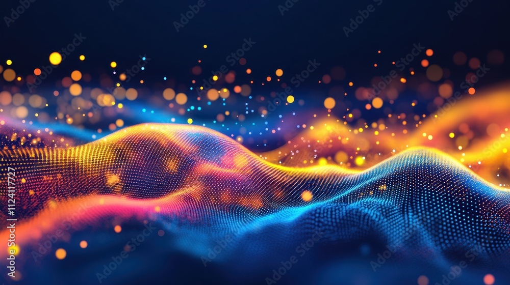 Futuristic digital background designed for AI, data transfer, encryption, and research, featuring bold geometric patterns and vibrant hues, ideal for tech processes and science education. Futuristic digital background designed for AI, data transfer, encryption, and research, featuring bold geometric patterns and vibrant hues, ideal for tech processes and science education.