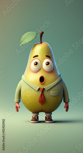 3D Cartoon silly pear wallpaper