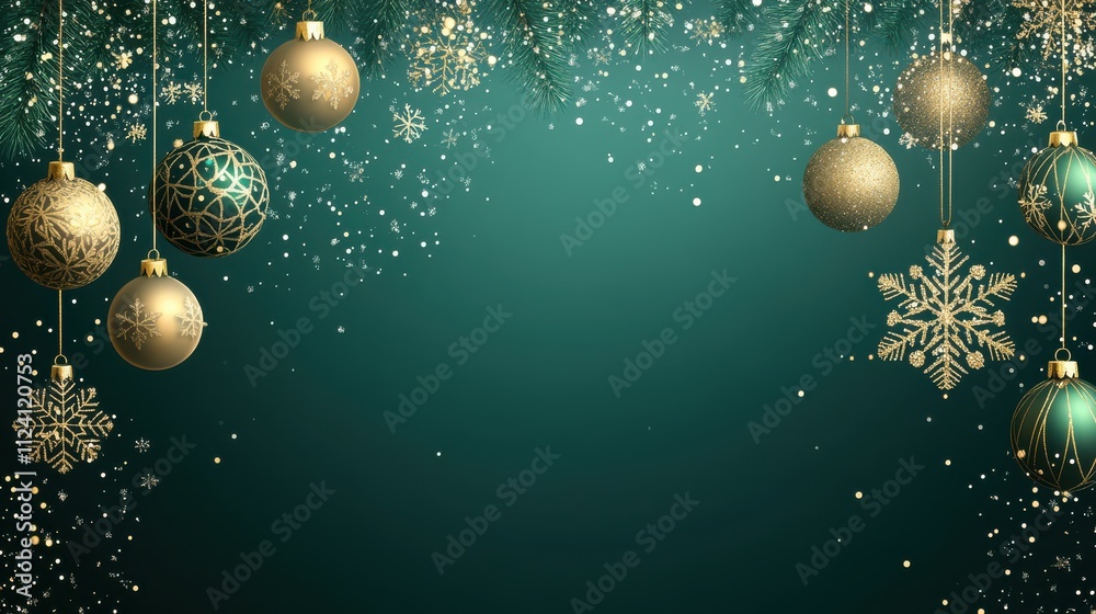 Minimalistic Turquoise Christmas Banner with Ornaments Minimalistic Turquoise Christmas Banner with Ornaments