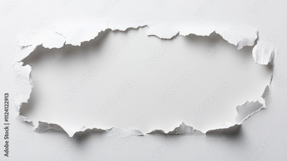 Torn paper revealing a blank space, suggesting a message or creative idea. Torn paper revealing a blank space, suggesting a message or creative idea.