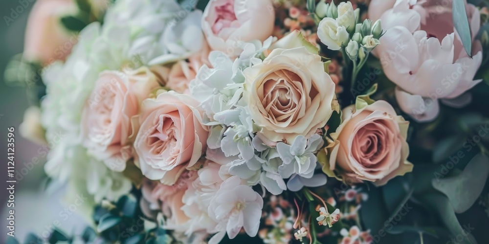A beautiful wedding backdrop featuring delicate floral patterns adorned with gentle pastel hues, perfect for romantic occasions