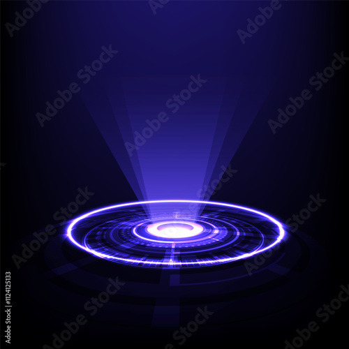 Abstract background with tech circles and rays