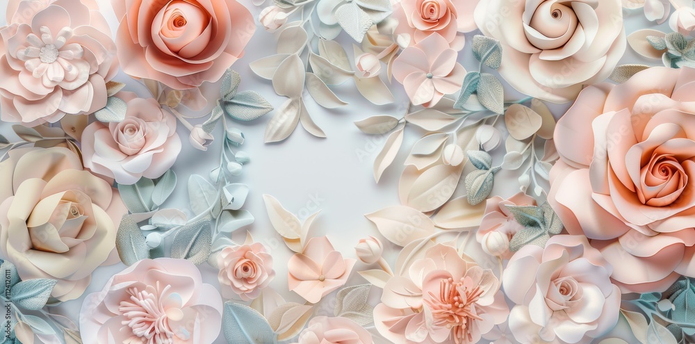 Beautifully composed romantic floral wedding background featuring a delicate palette of soft pastel colors, creating an atmosphere of love Beautifully composed romantic floral wedding background featuring a delicate palette of soft pastel colors, creating an atmosphere of love