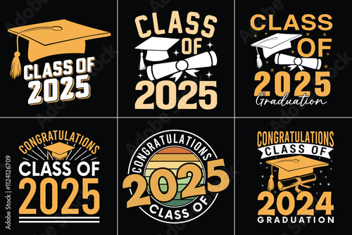 Class of 2025 Graduation Typography Design Bundle, Educational Typography Design, Educational Motivational Tee Design, EPS