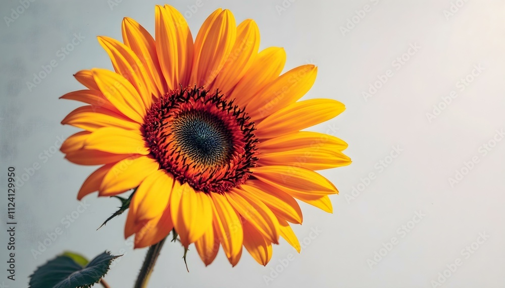 Obraz premium sunflower, single, blooming, isolated, white, background, highresolution, flower, nature, botanical, vibrant, yellow, petal, closeup, detailed, realistic, floral, elegant, bright, minimal, fresh,