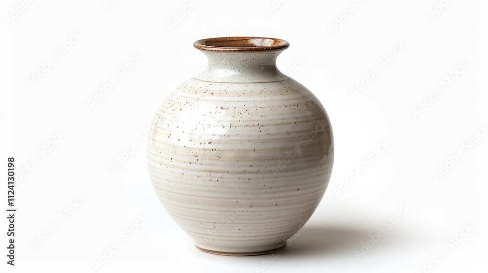 A beautiful ceramic vase with a classic, elegant design and a subtle texture, isolated on a white background