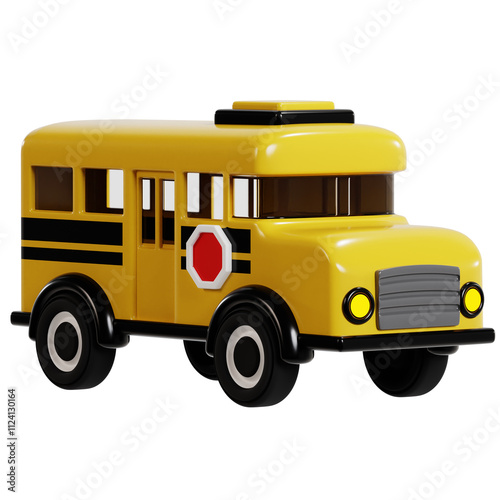3D Render of Classic Yellow School Bus