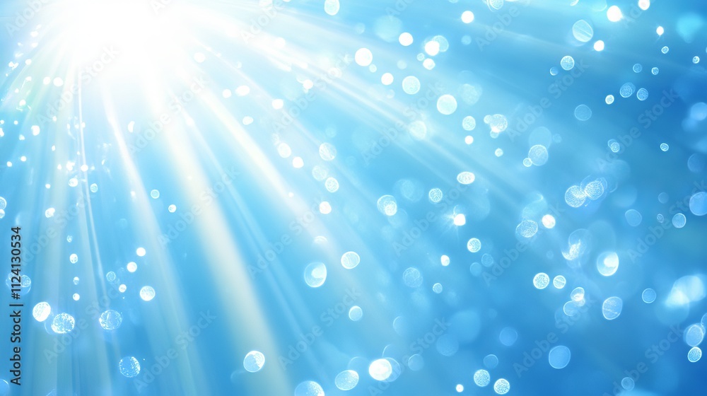 Shiny blue sunrays illuminating a cool winter sunlit sky, radiant light creating an icy and serene background Shiny blue sunrays illuminating a cool winter sunlit sky, radiant light creating an icy and serene background
