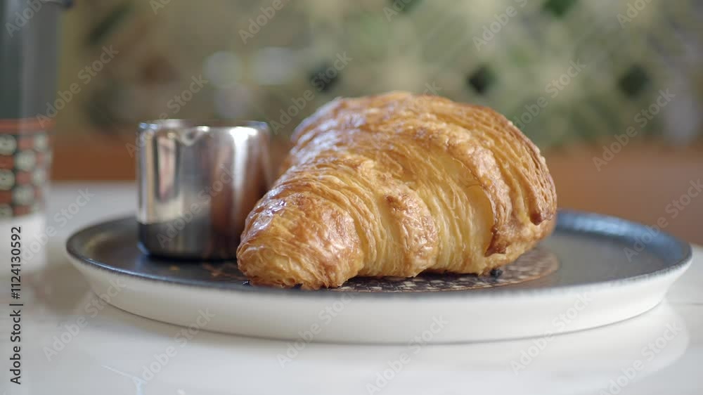 cream and chocolate on croissant cream and chocolate on croissant