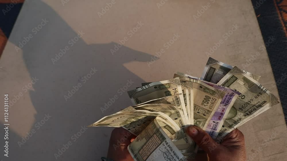 Indian 500 rupee note representing Indian currency concepts like tax, loan, investment, banking, and financial planning. Copy space 