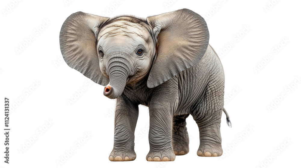 Fototapeta premium Elephant standing isolated on white background