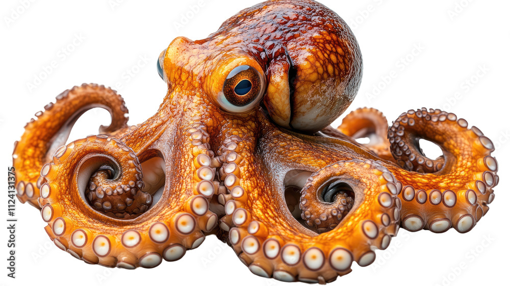 Octopus isolated on white background with a fresh and colorful appearance Octopus isolated on white background with a fresh and colorful appearance