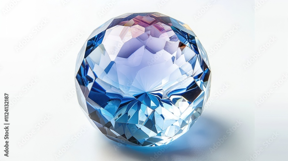 A beautiful, crystal paperweight with a delicate, faceted design, isolated on a white background, ready to hold down papers