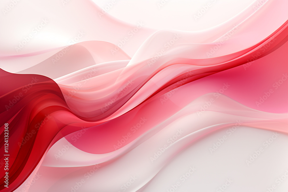 Abstract Red and Pink Waves On White Background Abstract Red and Pink Waves On White Background