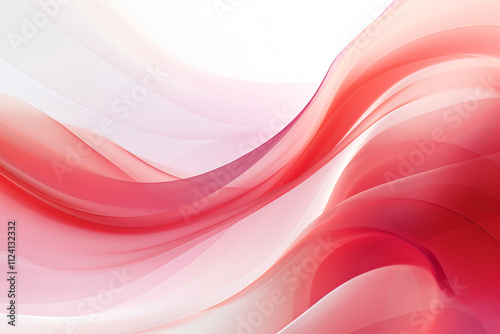 Abstract Red  and Pink Waves On White Background