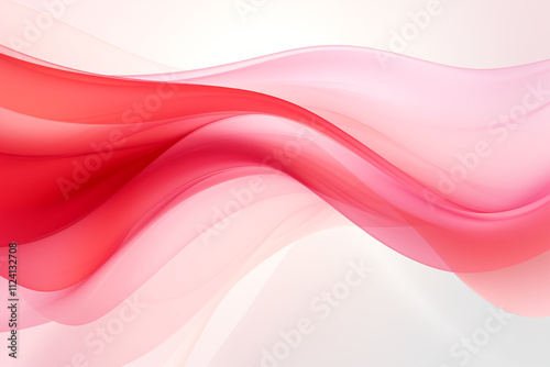 Abstract Red  and Pink Waves On White Background