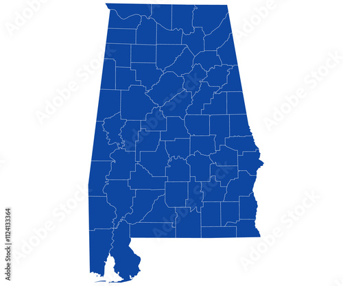Alabama administrative map. counties on Alabama map, blank Map, empty map of Alabama