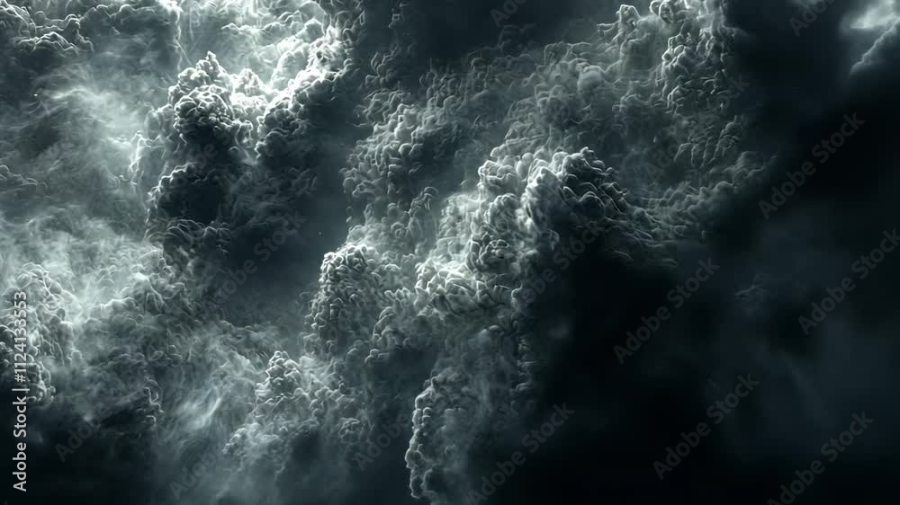 Dramatic Cloud Formation with Dense Textures and Ethereal Light in a Stormy Sky Dramatic Cloud Formation with Dense Textures and Ethereal Light in a Stormy Sky