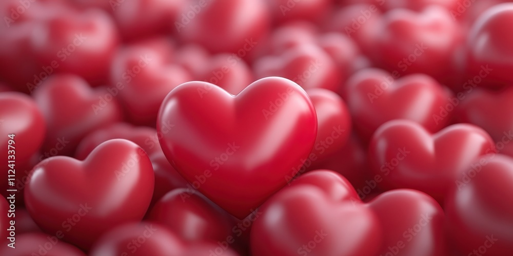 Vibrant Red Hearts on a Soft Blurred Background for Love Themes Vibrant Red Hearts on a Soft Blurred Background for Love Themes