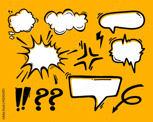 Speechbubble collection set comic cartoon element vector clip art template copy space text talk bubble isolated editable