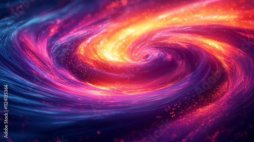 cosmic vortex of swirling neon colors blending pink, purple, and orange with a radiant center