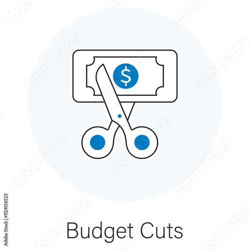 Budget Cuts Icon, The Impact of Budget Reductions on Organizations and Communities icons, Vector