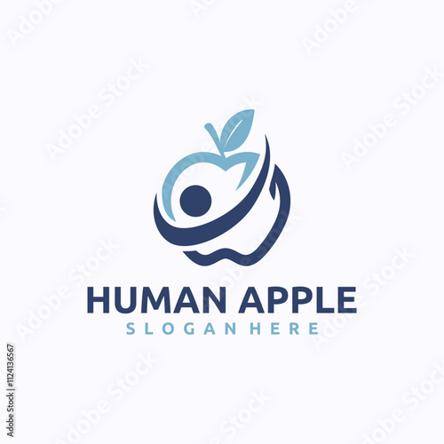 Apple Man logo design template. Healthcare concept. Creative vector symbol.