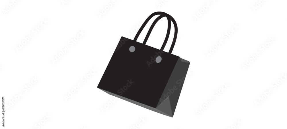 Paper Bag Black isolated, shopping bag ready made, printing recycle bag. Vector Illustration. Paper Bag Black isolated, shopping bag ready made, printing recycle bag. Vector Illustration.