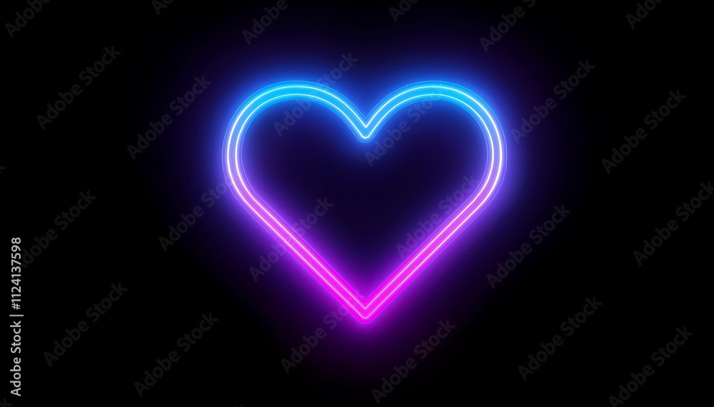 Glowing Neon Heart Shape Blue Purple Light Love Symbol Abstract Background Glowing Neon Heart Shape Blue Purple Light Love Symbol Abstract Background