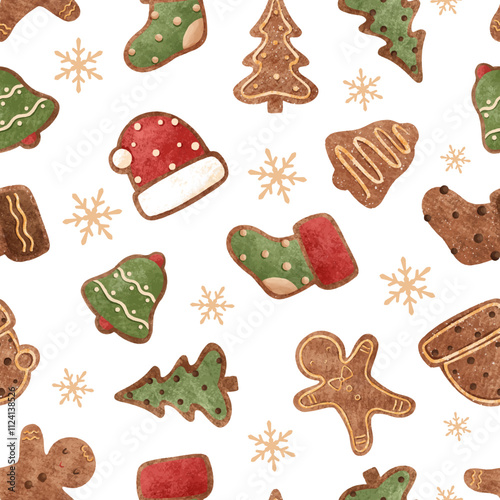 Joyful Winter and Christmas Seamless Pattern