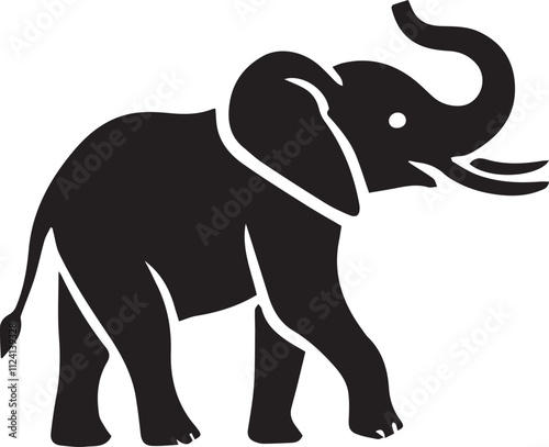 Elephant Silhouette Line Art Design.