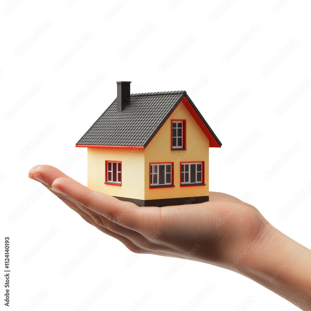 Hand Holding House Model - Real Estate Concept Hand Holding House Model - Real Estate Concept