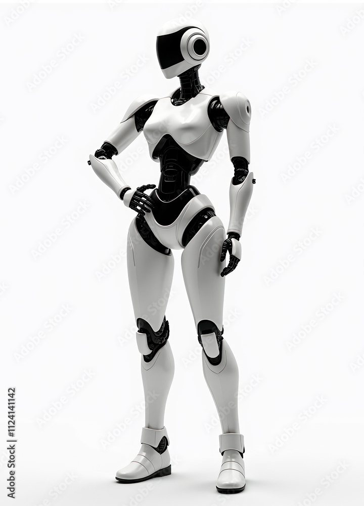 Modern robot stands on white background Modern robot stands on white background