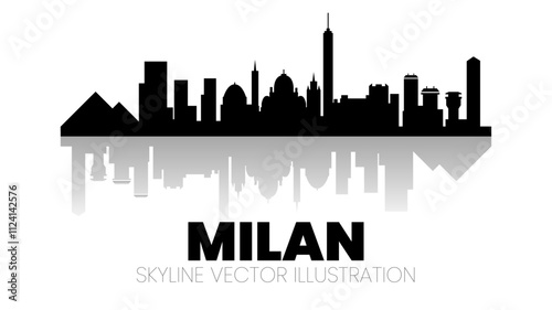 MILAN skyline city scape silhouettes vector art
