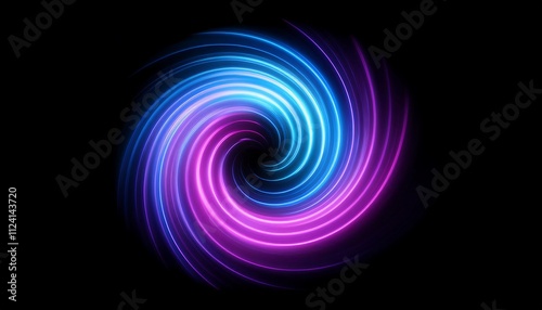 Abstract Neon Swirl Purple Blue Light Vortex Background