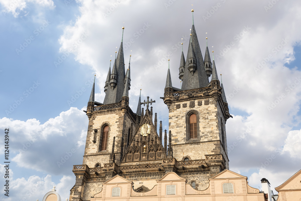 The top of the Church of Our Lady before Tyn on Old Town Square in Prague in Czech Republic The top of the Church of Our Lady before Tyn on Old Town Square in Prague in Czech Republic