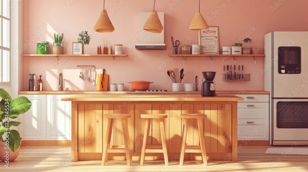 Minimalist Wooden Home Kitchen Interior Minimalist Wooden Home Kitchen Interior