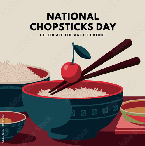 national chopsticks day, card, poster, vector