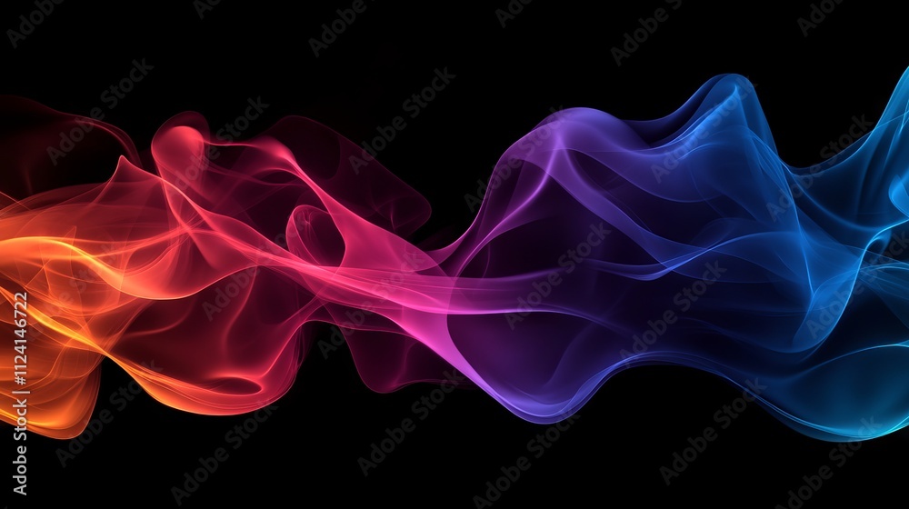Vivid abstract smoke waves in dynamic, flowing colors creating intertwining patterns perfect for vibrant backgrounds, modern design projects, creative digital art, eye-catching visual elements. Vivid abstract smoke waves in dynamic, flowing colors creating intertwining patterns perfect for vibrant backgrounds, modern design projects, creative digital art, eye-catching visual elements.