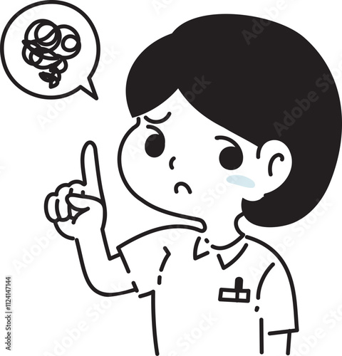 不満に思う看護師のイラストアイコン