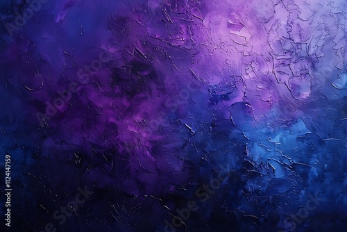 Abstract Impasto Painting in Shades of Purple and Blue photo