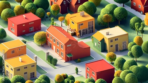 Colorful Cartoon Neighborhood Illustration