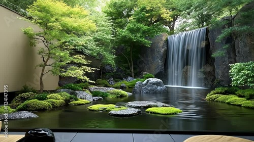 Japanese Zen Garden Waterfall Landscape Relaxation