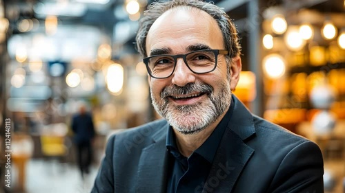 Smiling Businessman in Modern Setting