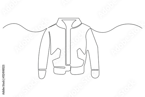 Jacket continuous one line drawing of jacket icon linear design isolated on white background outline vector illustration