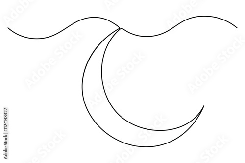 Ramadan symbol continuous one line drawing of moon icon Eid in simple outline vector illustration
