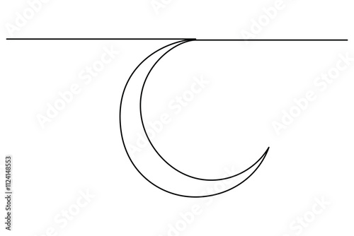 Ramadan symbol continuous one line drawing of moon icon Eid in simple outline vector illustration
