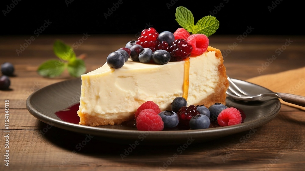 Slice of Cheesecake with Cream Cheese and Fruit Topping Slice of Cheesecake with Cream Cheese and Fruit Topping