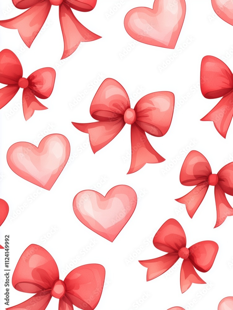 Valentine's Day Banner: Hearts, Ribbons & Bows on Pink Gradient Valentine's Day Banner: Hearts, Ribbons & Bows on Pink Gradient